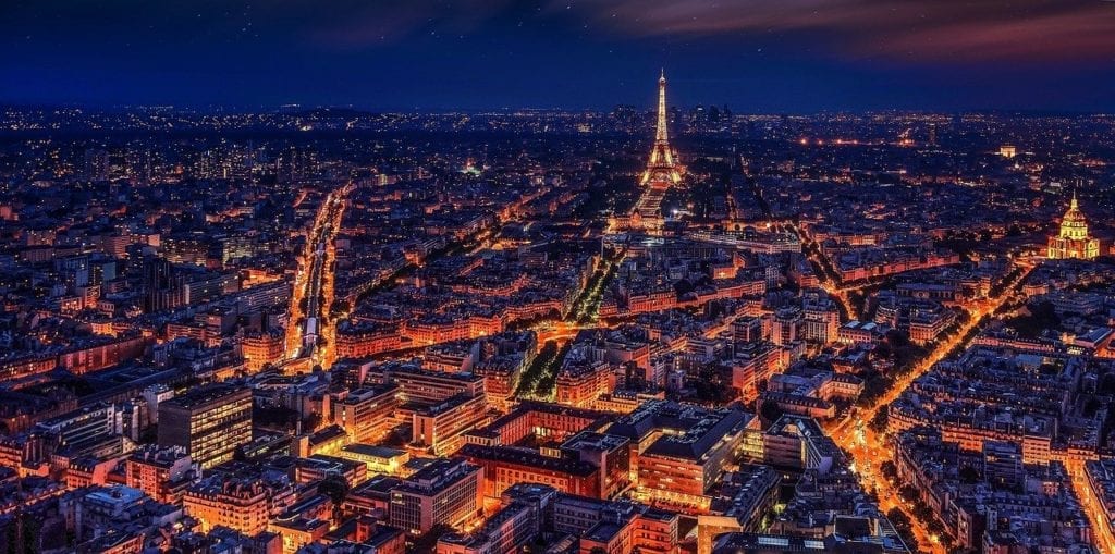 Paris at night from above